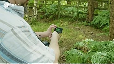 Redhead Fox Girl Lily Kink is filmed on motion camera_s in the woods flashing then fucking herself with dildos