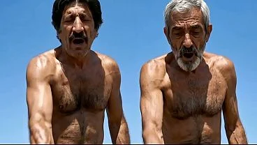 Two old greek farmers are very horny and have fun with a tourist - AI Generated